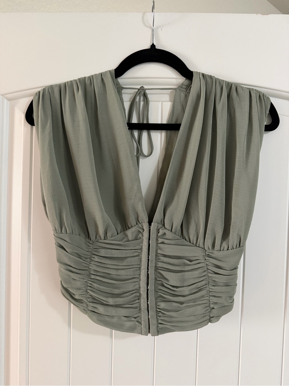 Free People Sage Green V-Neck Ruched Women’s Top